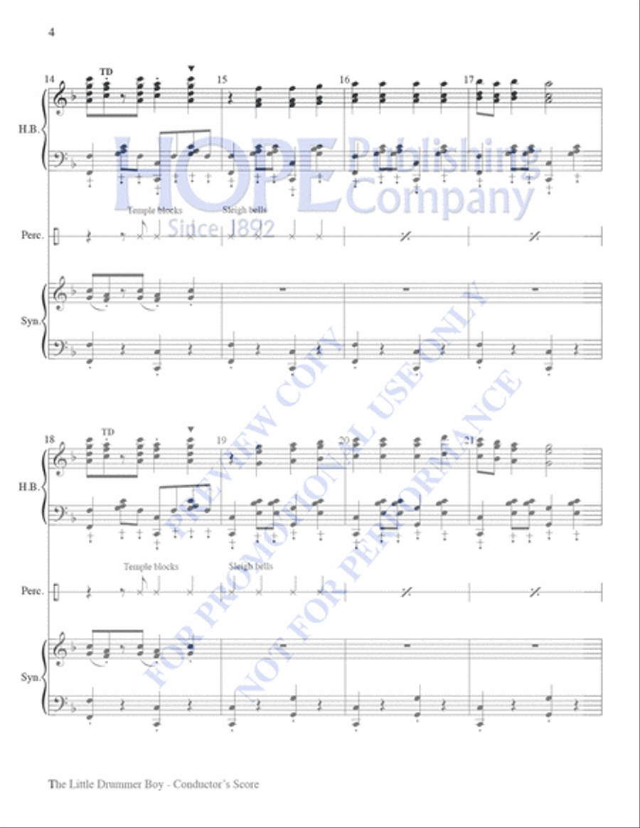 Little Drummer Boy Handbell Choir scores gallery preview page 4