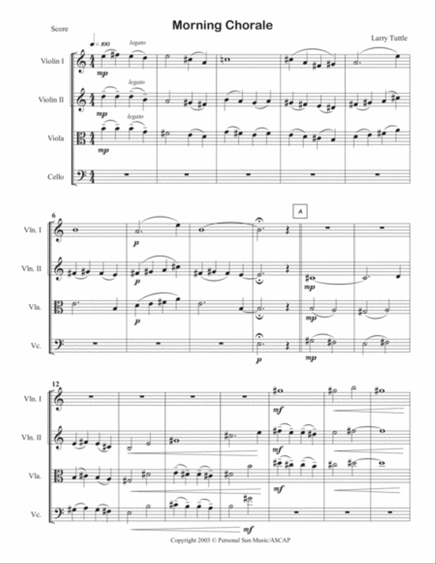 Morning Chorale String Quartet scores gallery preview page 2
