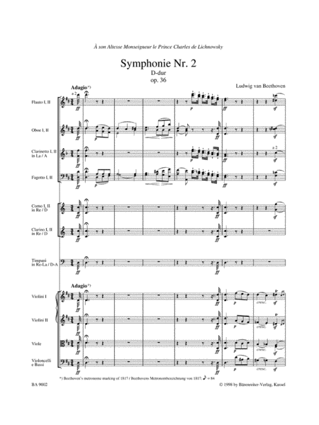 Symphony, No. 2 D major, Op. 36