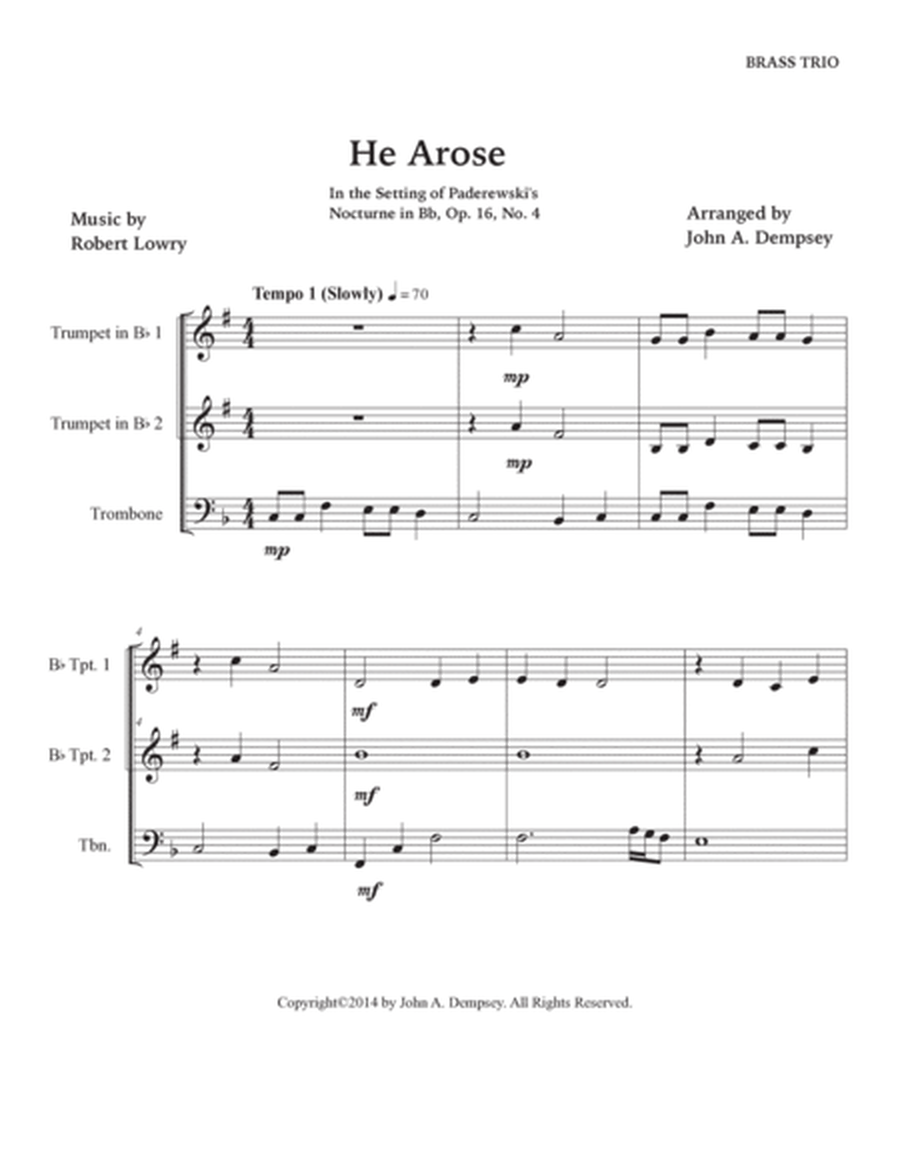 He Arose (Brass Trio): Two Trumpets and Trombone image number null