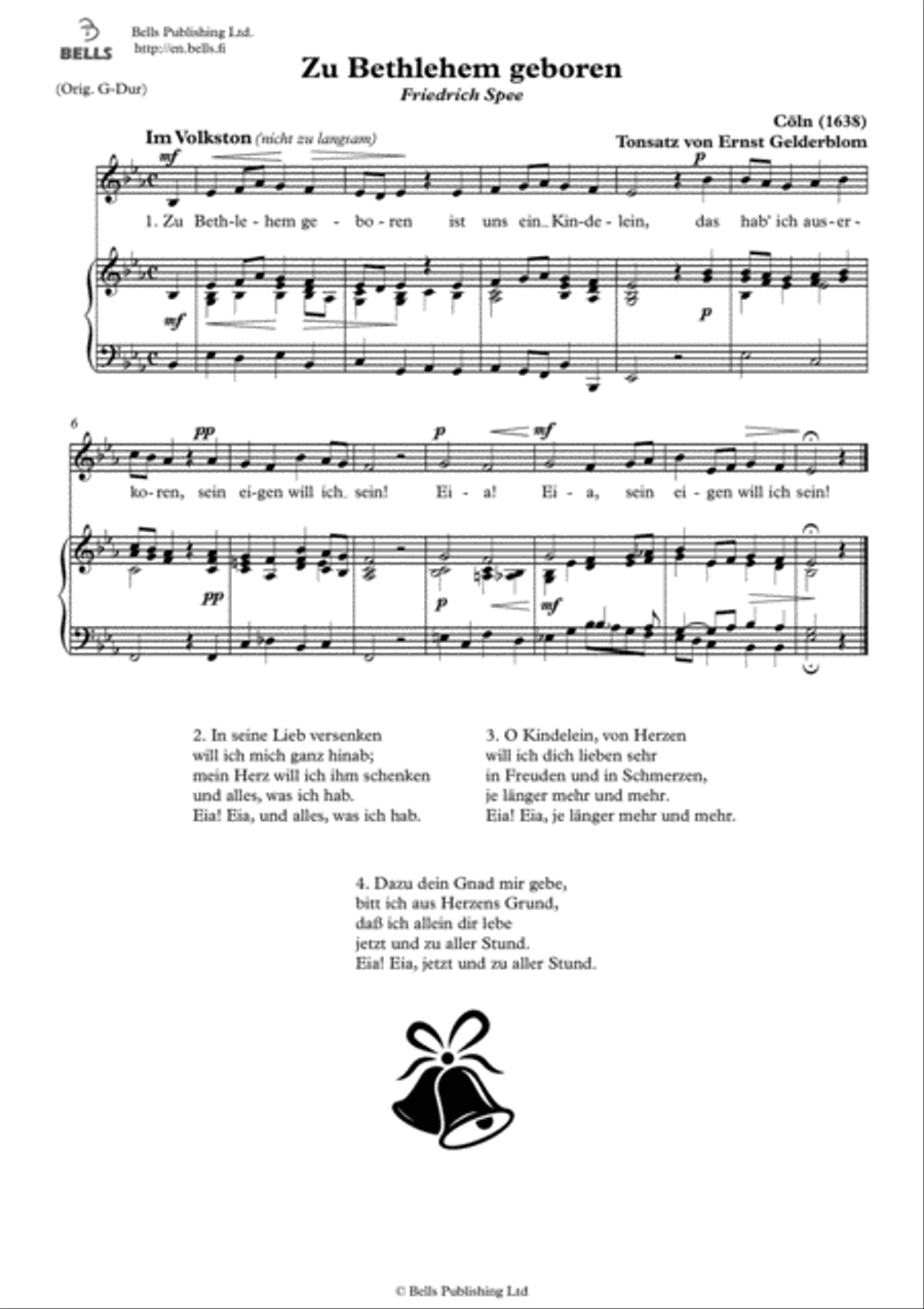 Zu Bethlehem geboren (Solo song) (E-flat Major) Voice Solo scores gallery preview page 1