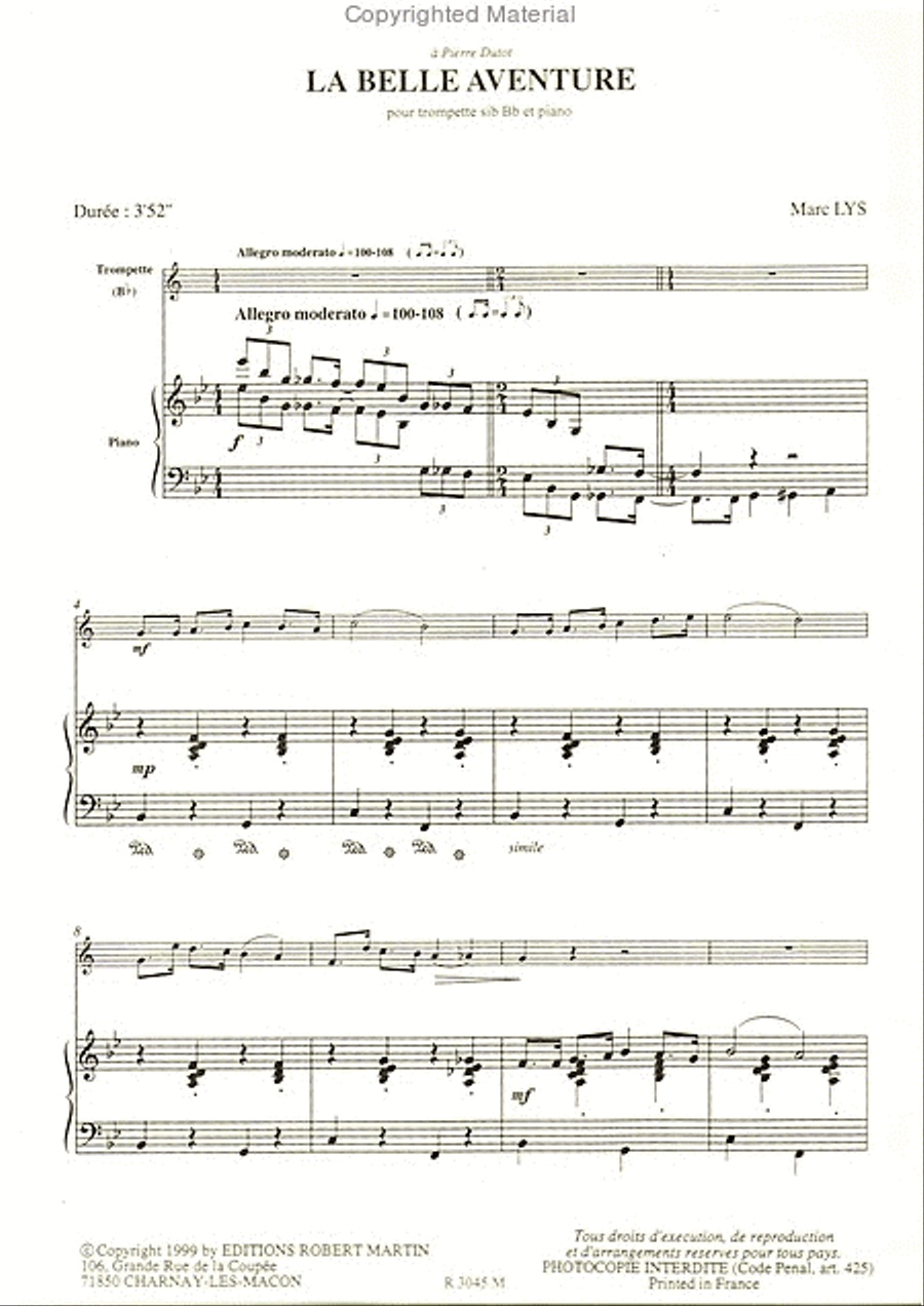 La Belle aventure Trumpet Solo scores gallery preview page 2