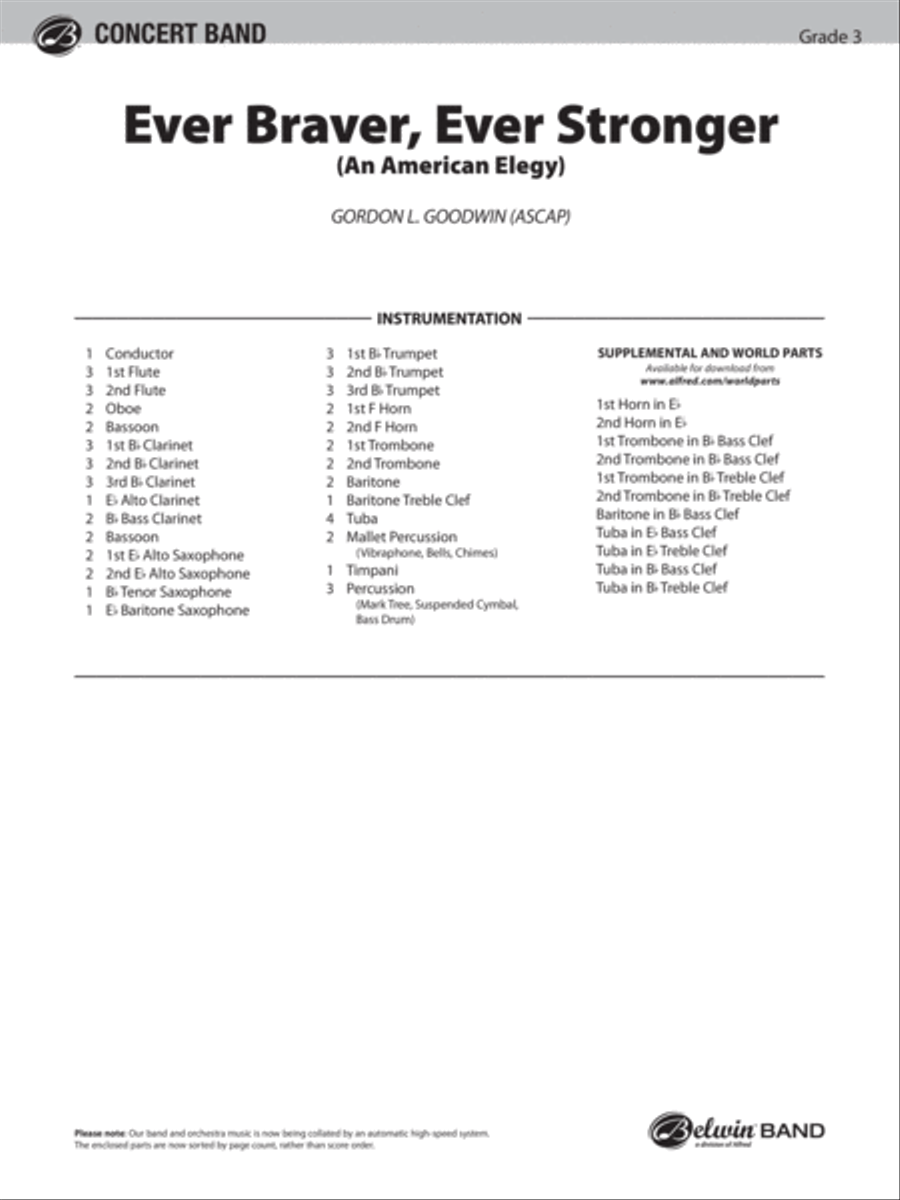 Ever Braver, Ever Stronger (An American Elegy): Score Concert Band scores gallery preview page 1