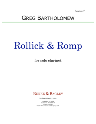 Book cover for Rollick & Romp for solo clarinet