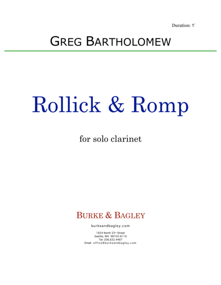 Rollick & Romp for solo clarinet image number null