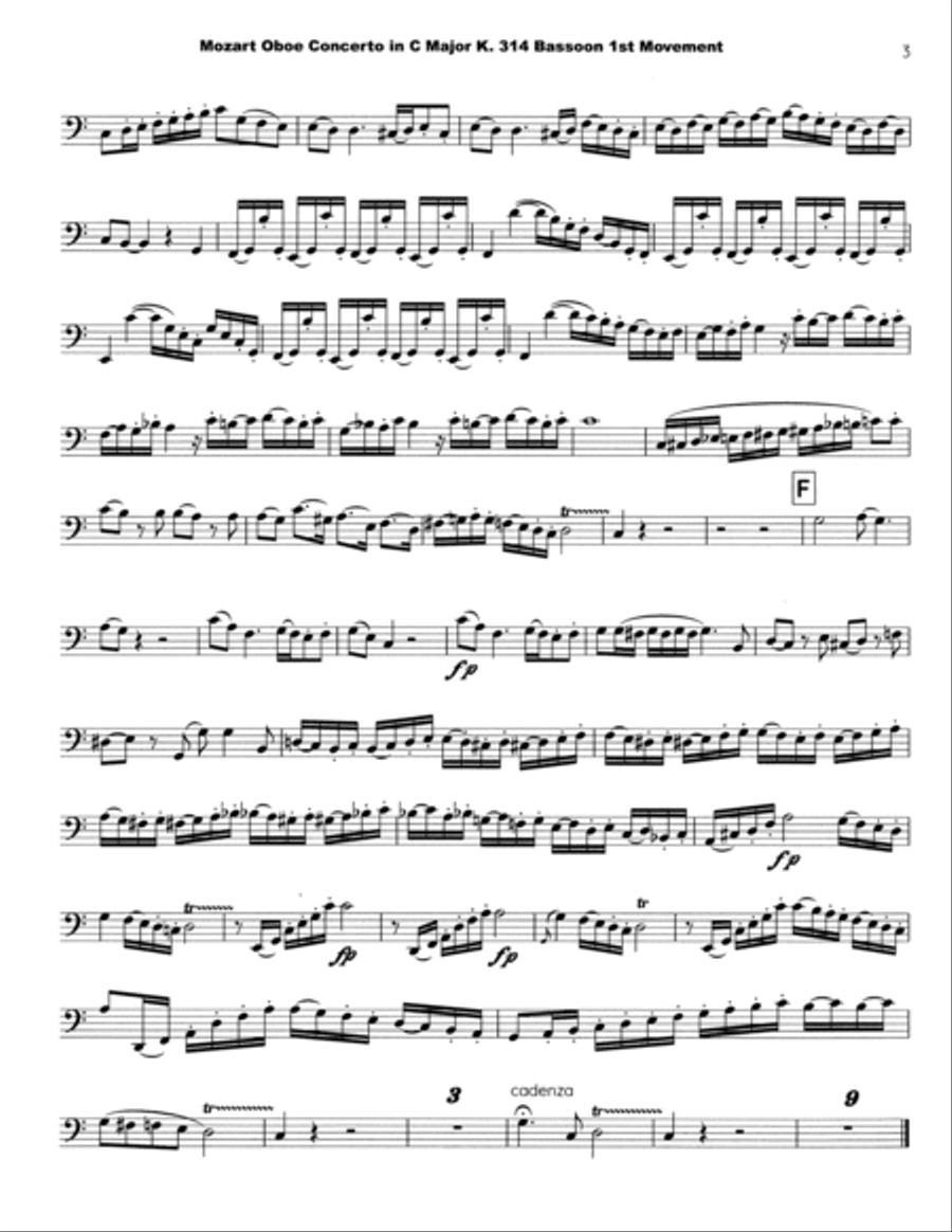 Mozart Oboe Concerto op. 314 for Bassoon Bassoon Solo scores gallery preview page 3