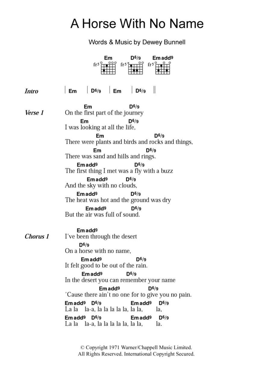 A Horse With No Name Acoustic Guitar scores gallery preview page 1
