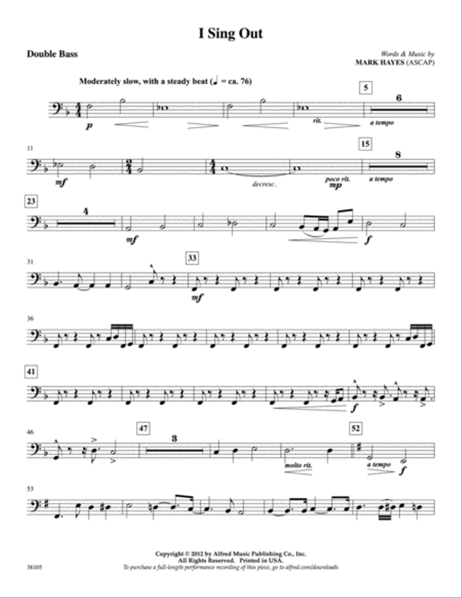 I Sing Out: String Bass Double Bass scores gallery preview page 1