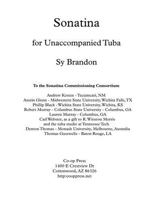 Book cover for Sonatina for Unaccompanied Tuba