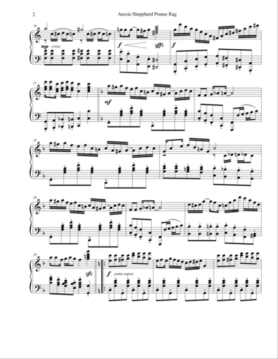 Aussie Shepherd Prance Rag Piano Solo scores gallery preview page 2