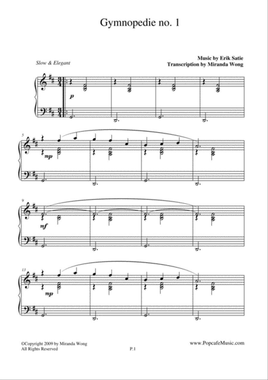 Gymnopedie No.1 - Famous Piano Music No.5 Piano Method scores gallery preview page 2