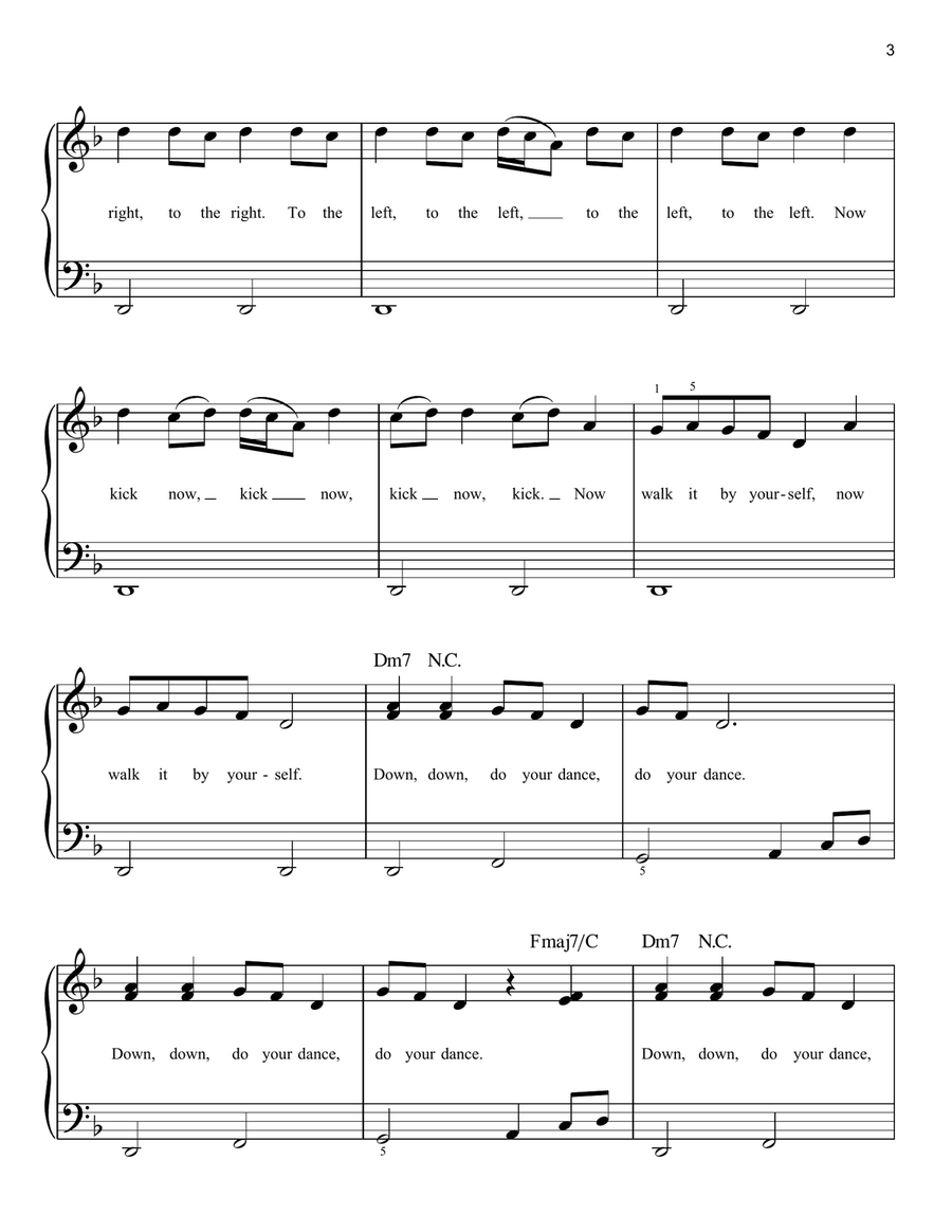 Cupid Shuffle Easy Piano scores gallery preview page 3