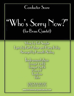 Book cover for Who’s Sorry Now? (for Brass Quintet)