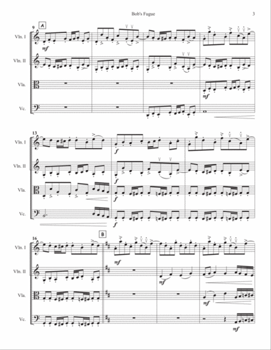 Bob's Fugue String Quartet scores gallery preview page 3