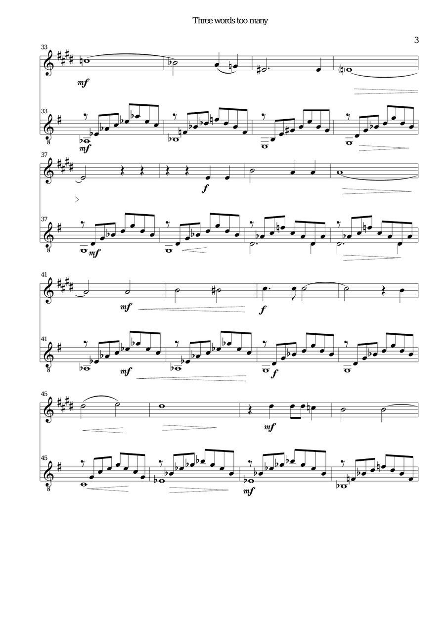 Three words too many for alto saxophone and guitar Alto Saxophone scores gallery preview page 3