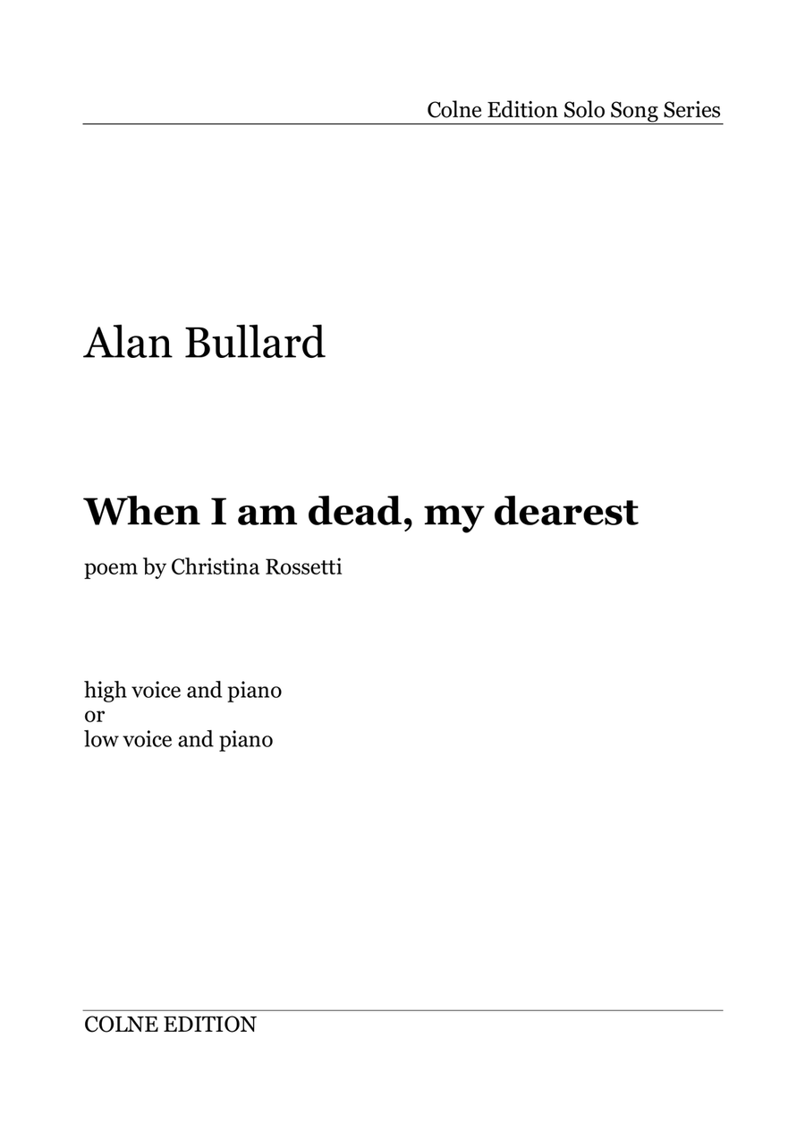 When I am dead, my dearest (high or low voice and piano) Piano, Vocal scores gallery preview page 1