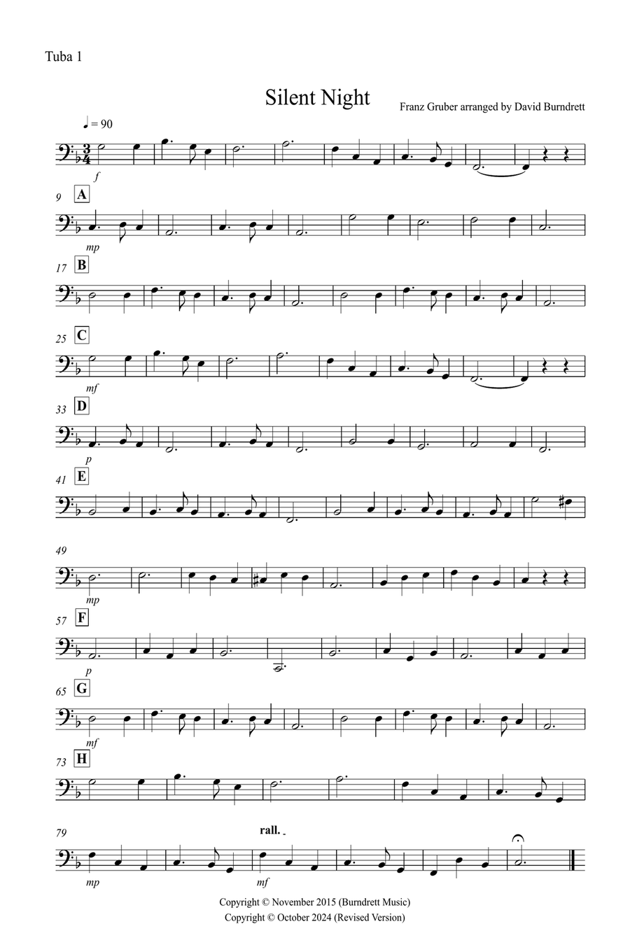 Silent Night for Tuba Trio Brass Trio scores gallery preview page 4