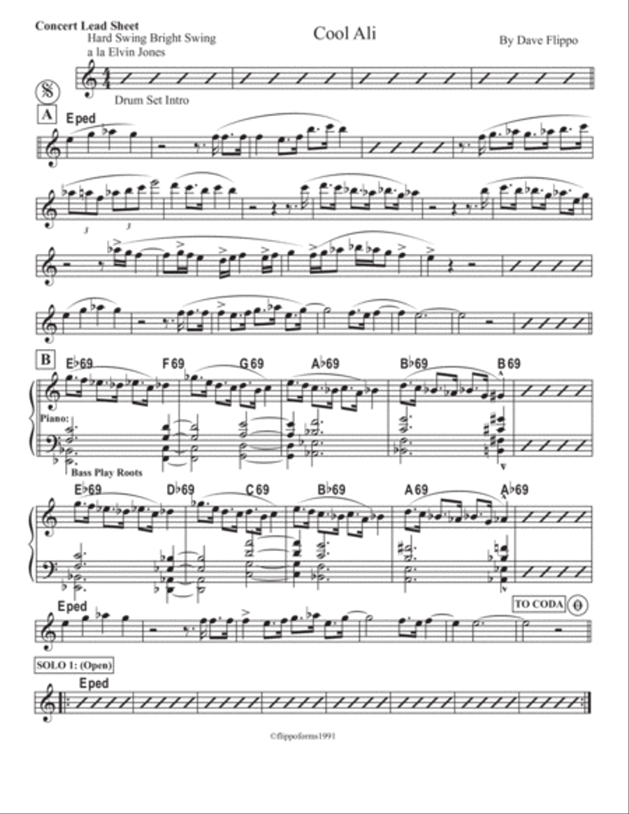 COOL ALI - The Globaljazz Series - Hard Swing with Pakistani Kuali inspiration - Piano Part/Score in Jazz Ensemble scores gallery preview page 1