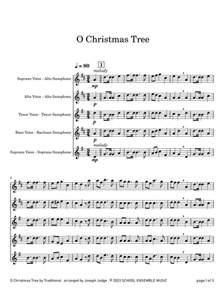 O Christmas Tree for Saxophone Quartet in Schools