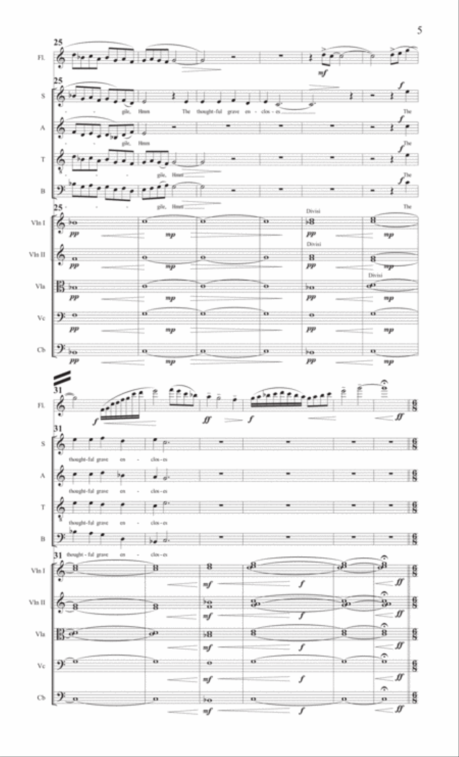 Fragile [SATB Choir, Flute, and String Orchestra] 4-Part scores gallery preview page 5