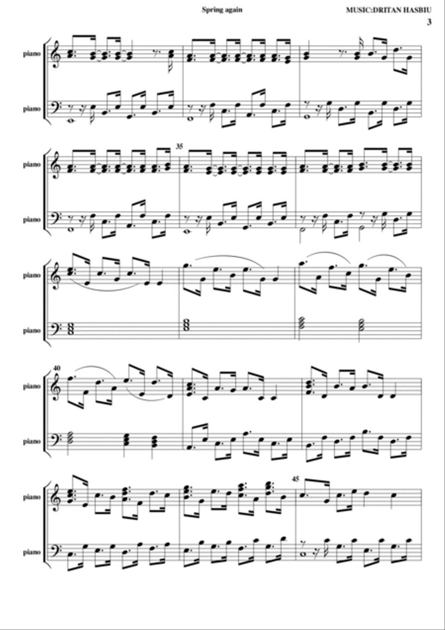 Spring again Spring again Piano Solo scores gallery preview page 3