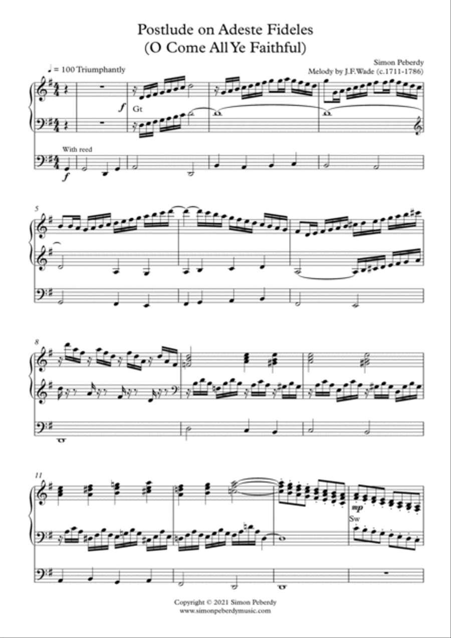 Organ Christmas Postlude Adeste Fideles (O Come all ye Faithful) Organ Solo scores gallery preview page 3