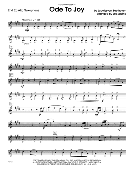 Ode To Joy - 2nd Eb Alto Saxophone