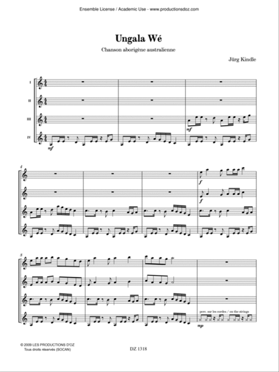 Musique facile pour 4 guitares - Australie (Ungala Wé) Guitar Ensemble scores gallery preview page 3