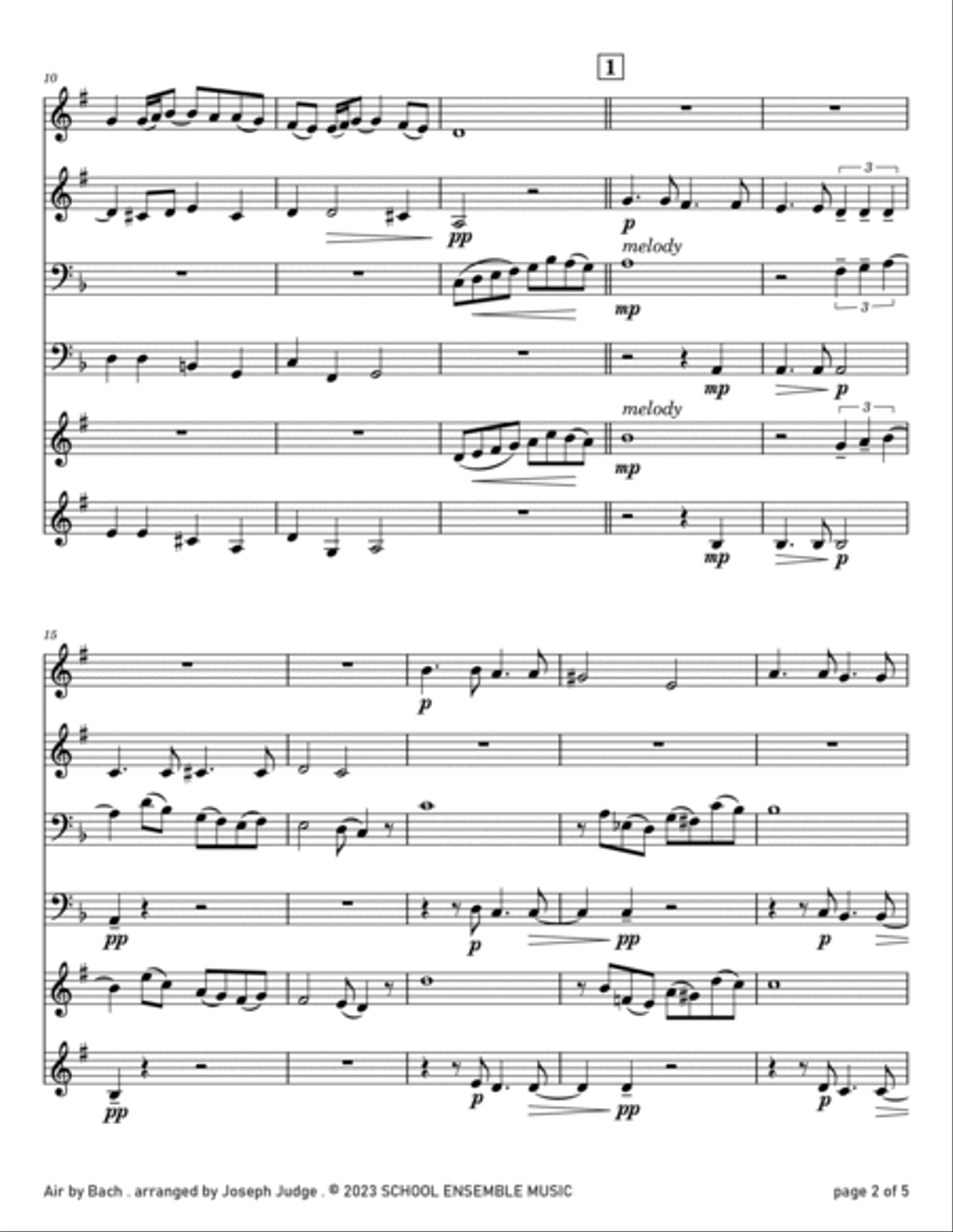 Air by Bach for Brass Quartet in Schools Brass Quartet scores gallery preview page 2