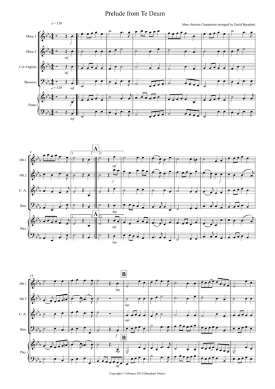Prelude from Te Deum for Double Reed Quartet Bassoon scores gallery preview page 1