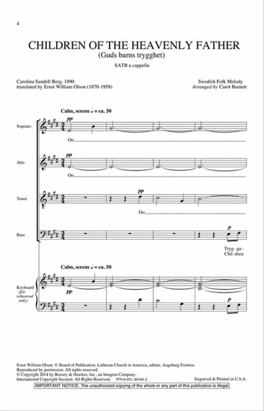Children of the Heavenly Father 4-Part scores gallery preview page 2