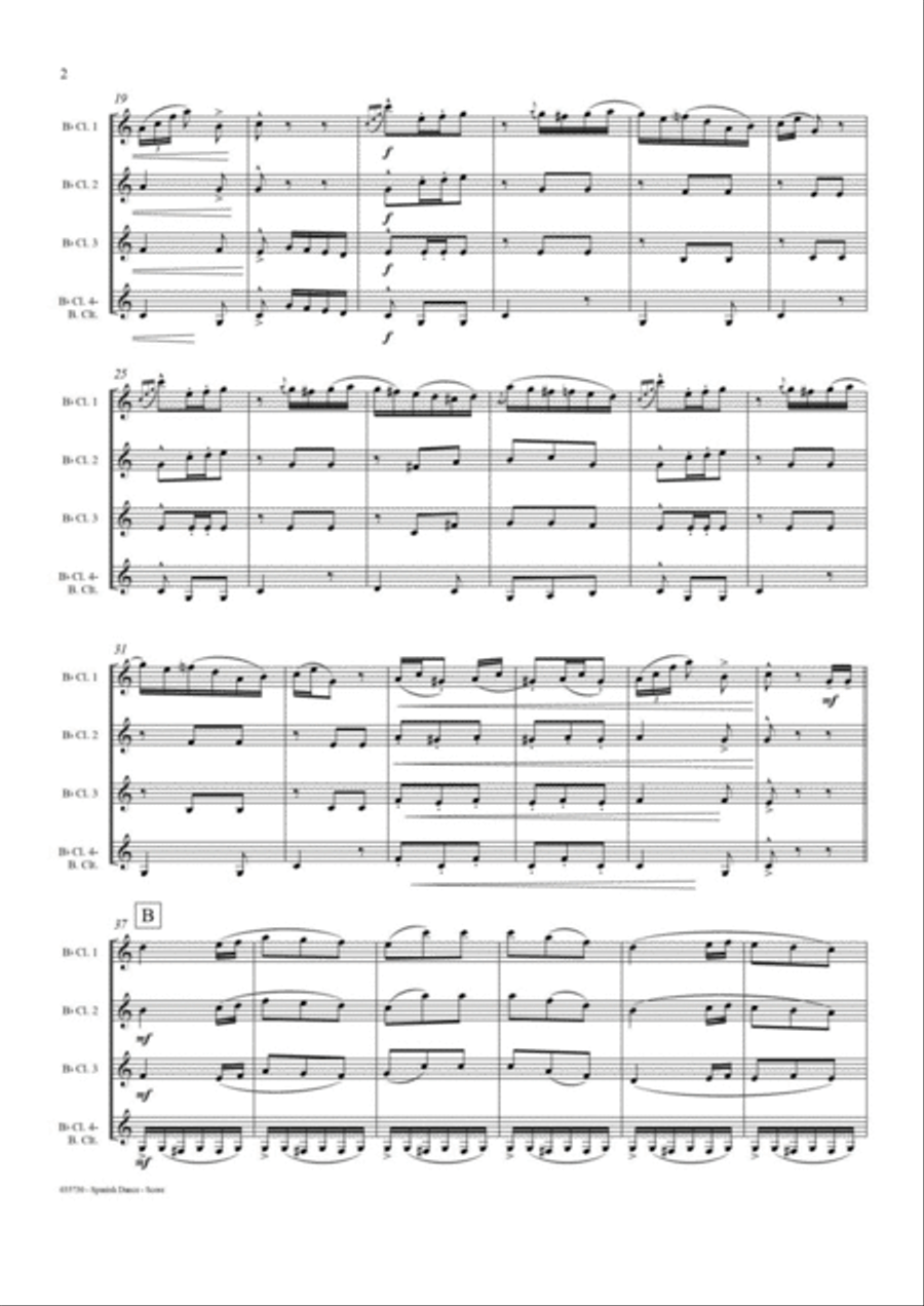 SPANISH DANCE OP 12, NO1 – CLARINET QUARTET Clarinet Quartet scores gallery preview page 3