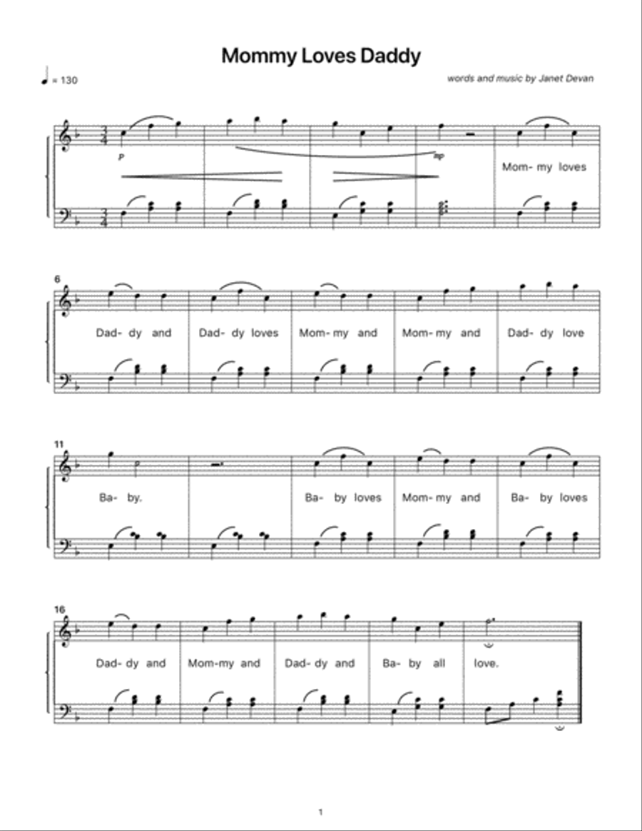 Mommy Loves Daddy Mommy Loves Daddy Easy Piano scores gallery preview page 1
