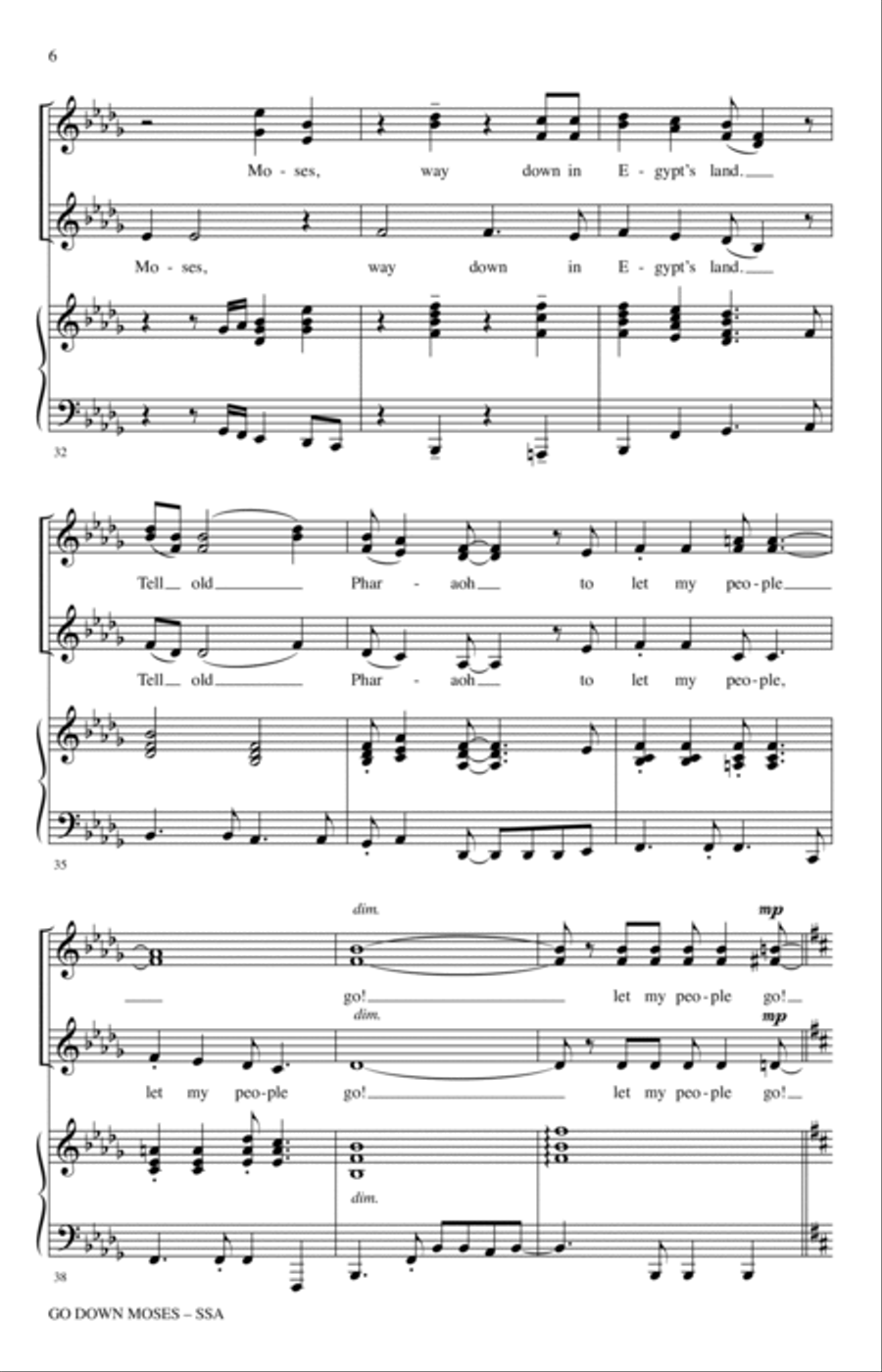 Go Down, Moses (arr. Kirby Shaw) SSA scores gallery preview page 4