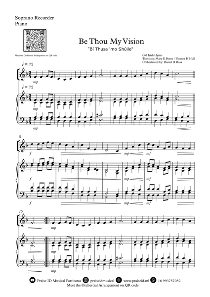 Be Thou My Vision - "Bí Thusa 'mo Shúile" - Easy Soprano Recorder and Piano image number null