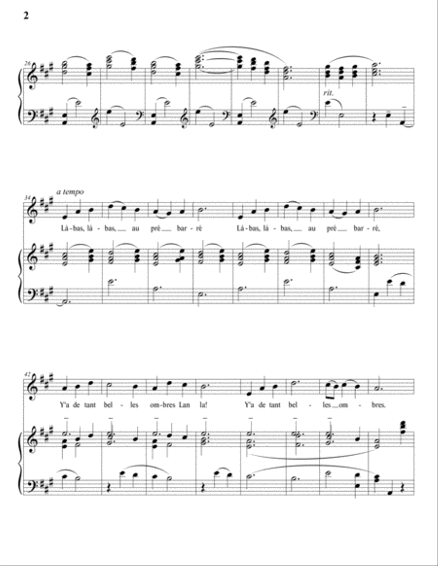 RAVEL: Chanson Française (transposed to A major) Voice scores gallery preview page 3