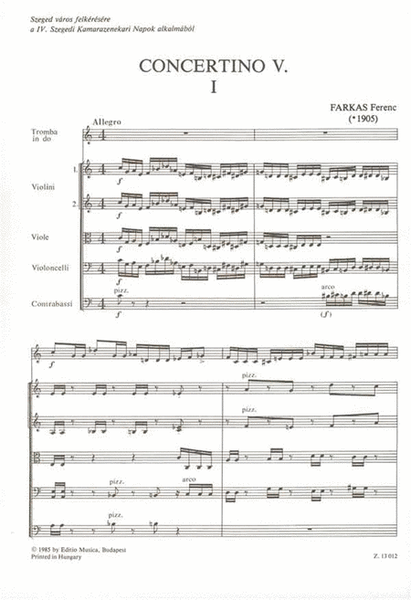 Concertino Nr. 5 für Trompete und Streichorchest