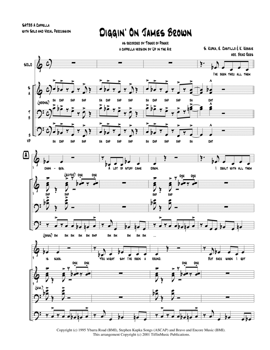 Diggin' On James Brown 4-Part scores gallery preview page 1