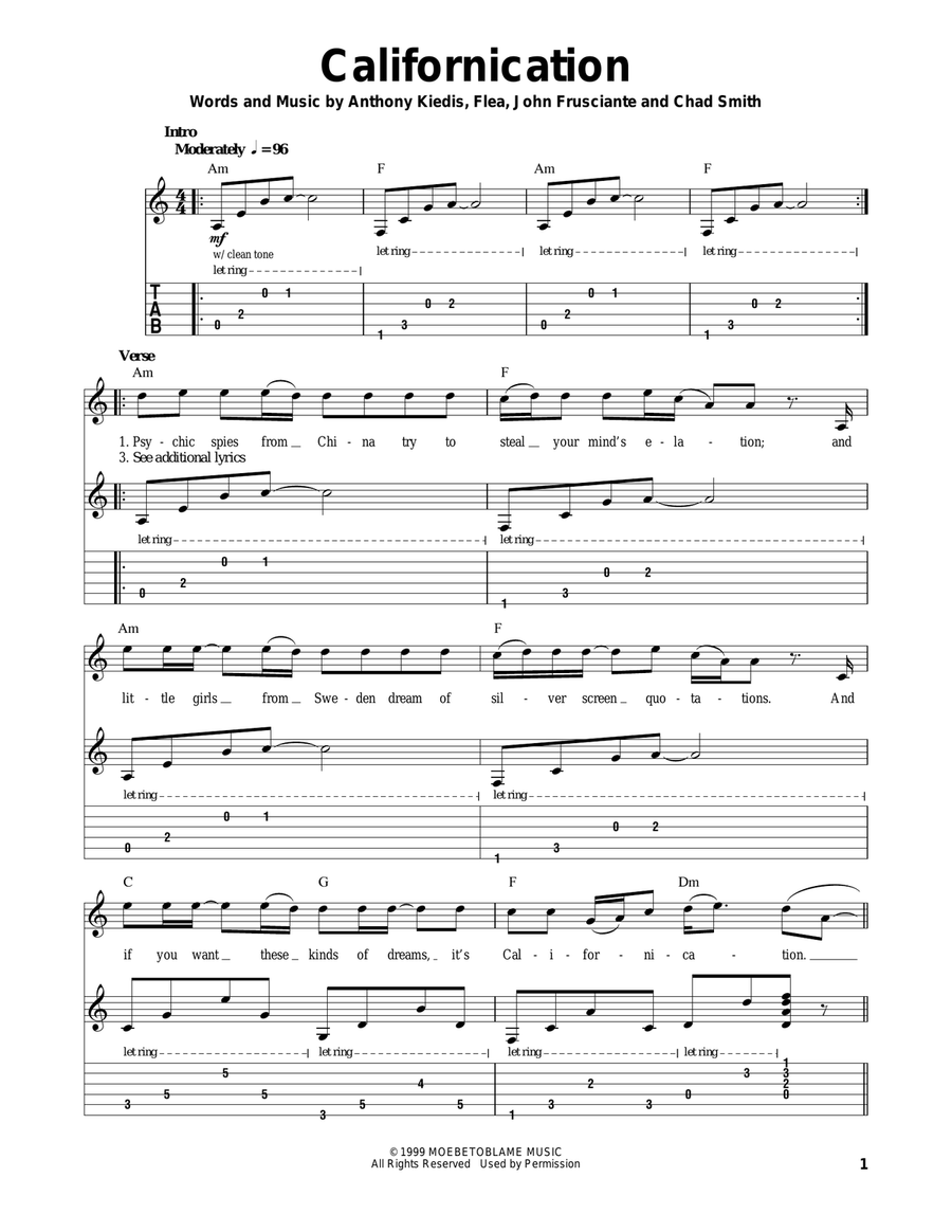 Californication Acoustic Guitar scores gallery preview page 1