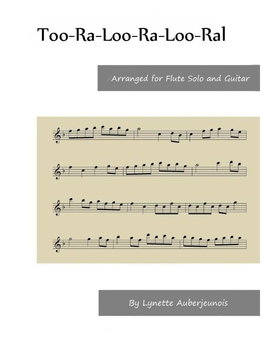 Too-Ra-Loo-Ra-Loo-Ral - Flute Solo with Guitar Chords Chamber Music scores gallery preview page 1