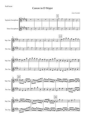 Book cover for Canon in D Major (Johann Pachelbel) for Soprano Saxophone & Tenor Saxophone Duo