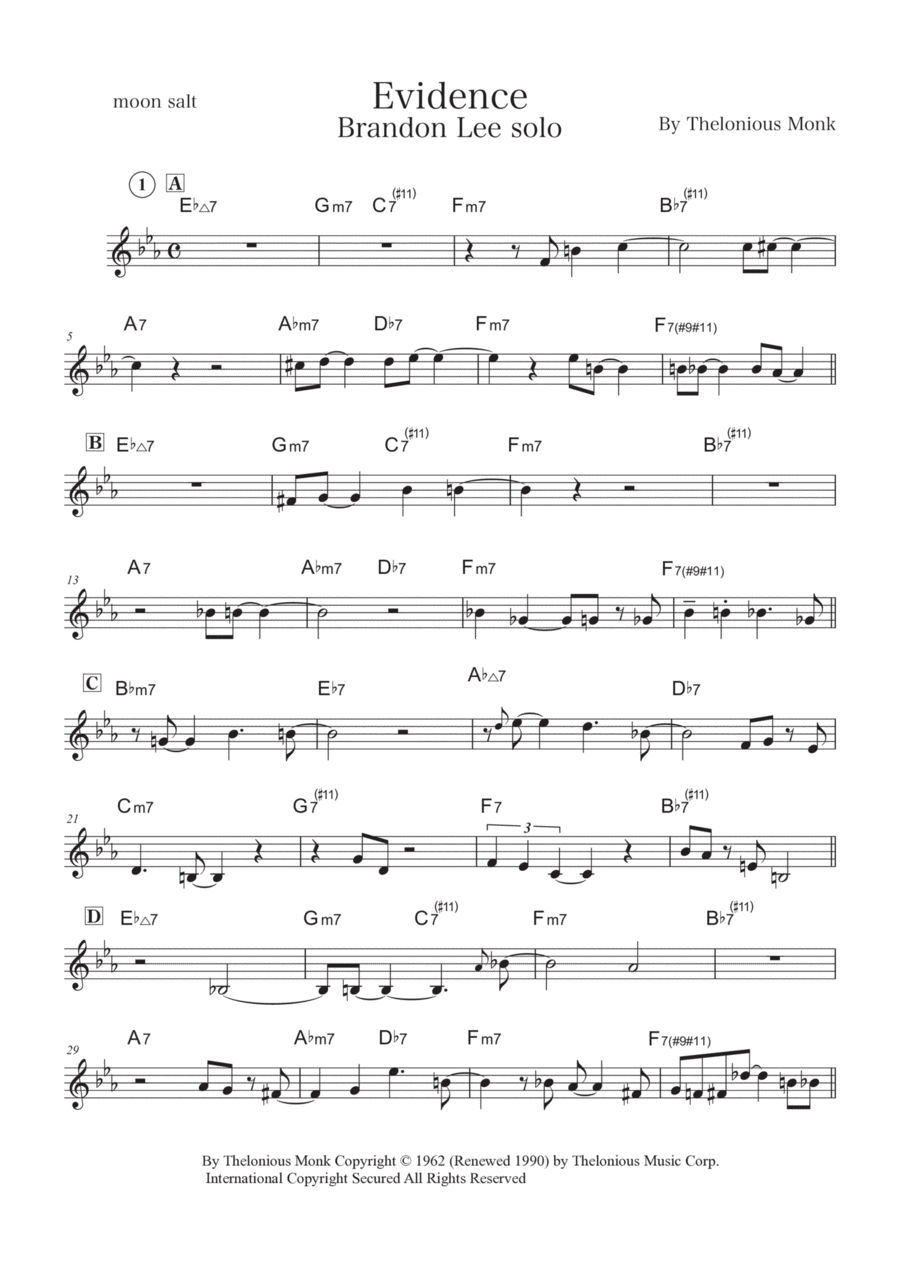 Evidence Piano, Vocal scores gallery preview page 1