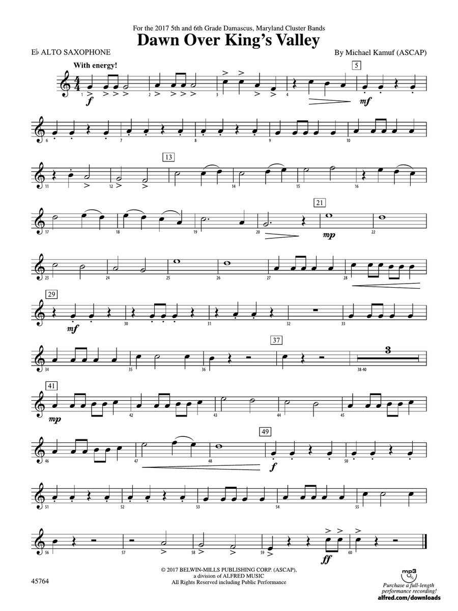 Dawn Over King's Valley: E-flat Alto Saxophone