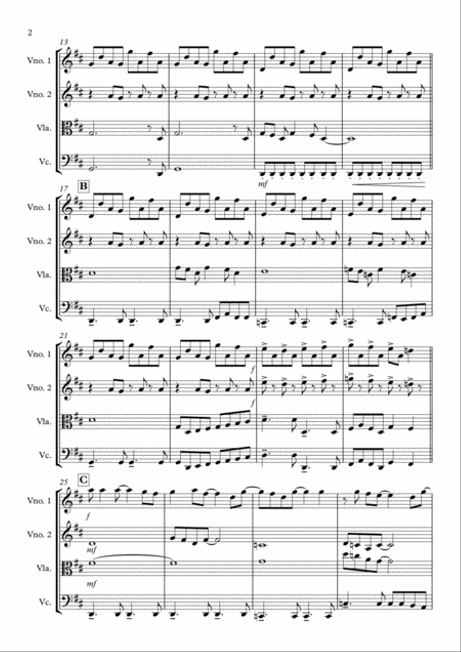 Silent Night Silent Night String Quartet scores gallery preview page 2