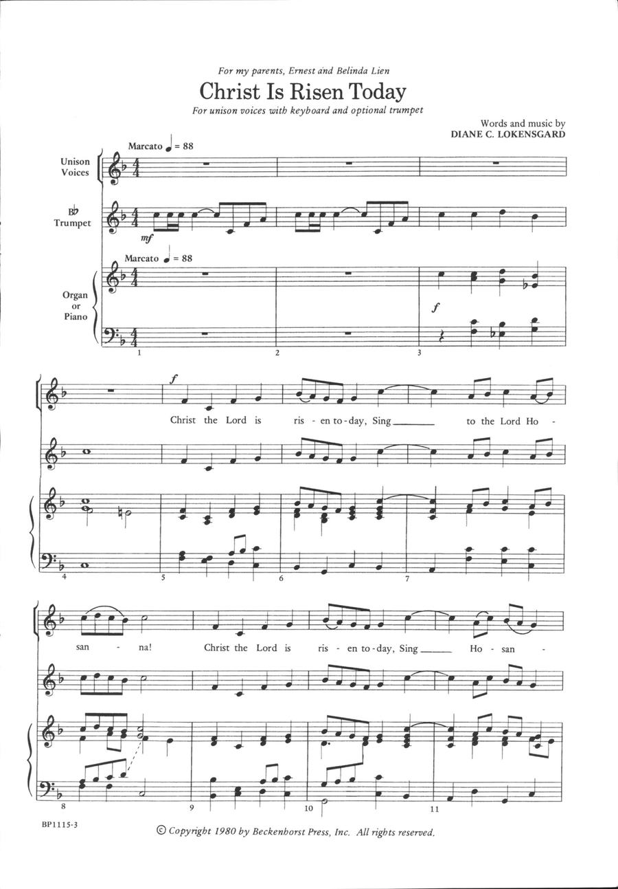 Christ Is Risen Today Unison Choir scores gallery preview page 2