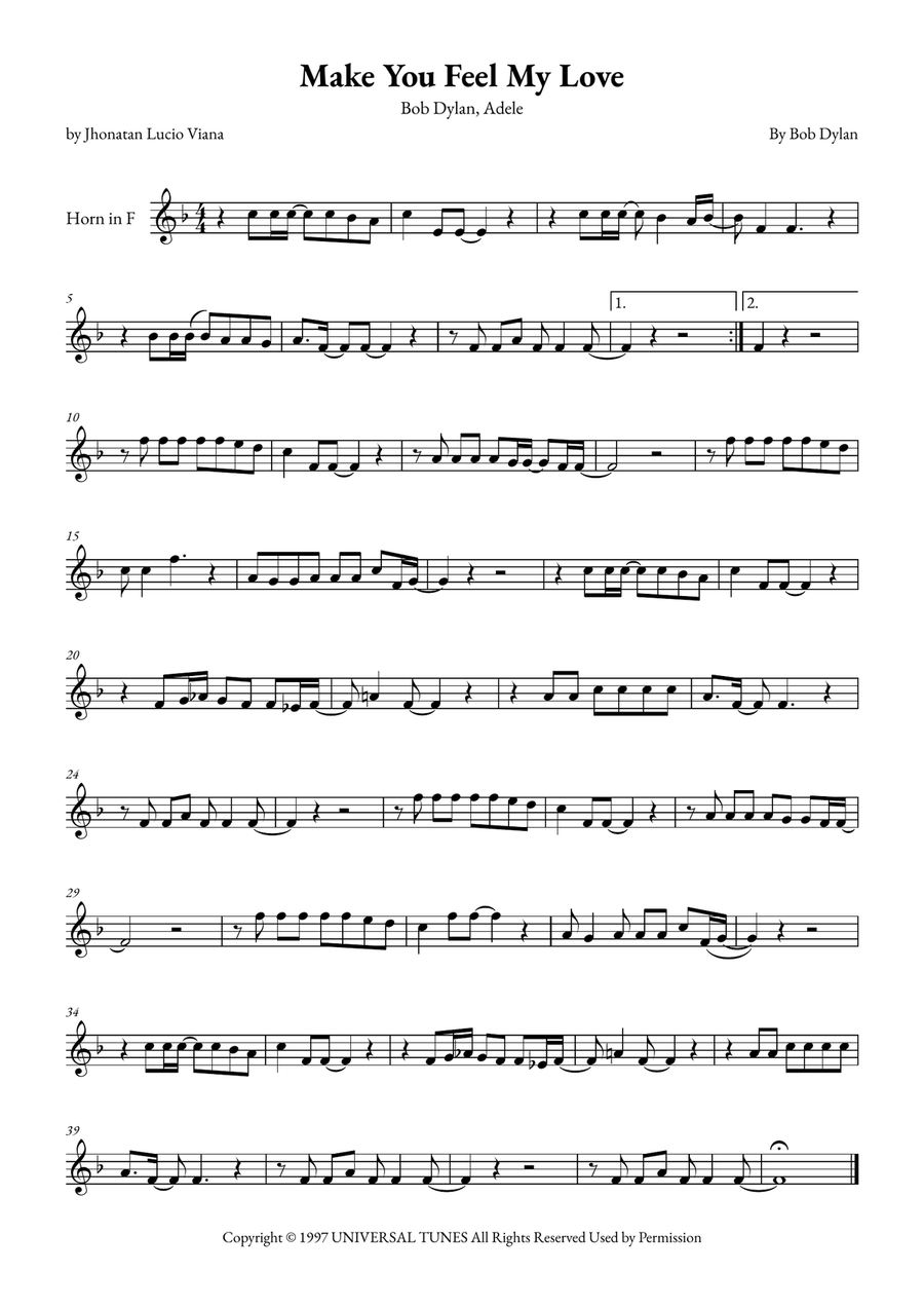 Make You Feel My Love Horn Solo scores gallery preview page 1
