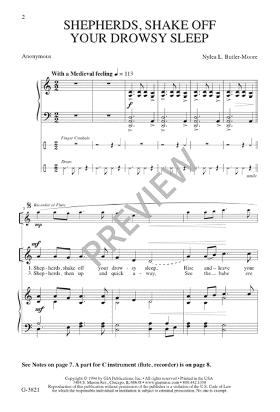 Shepherds, Shake Off Your Drowsy Sleep Unison Choir scores gallery preview page 3