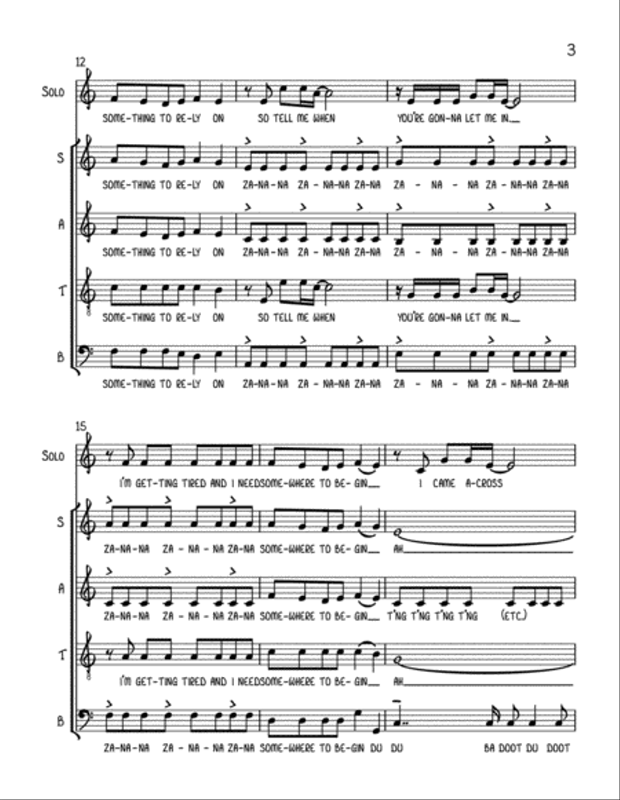 Somewhere Only We Know 4-Part scores gallery preview page 3