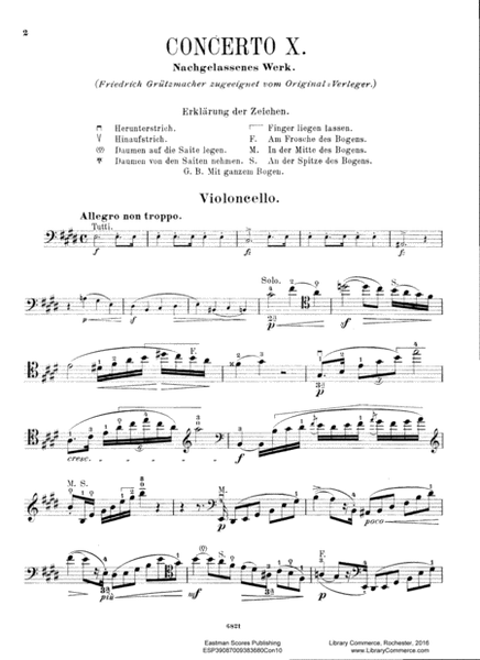 Concerto No. 10, fur das Violoncello. Zum Unterricht genau bezeichnet van Friedrich Grutzmacher. Op. 75