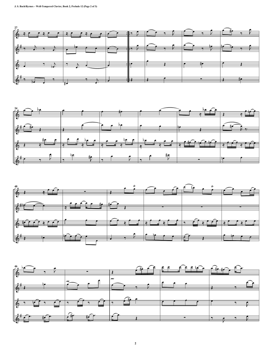 Prelude 12 from Well-Tempered Clavier, Book 2 (Saxophone Quartet) Saxophone Quartet scores gallery preview page 2
